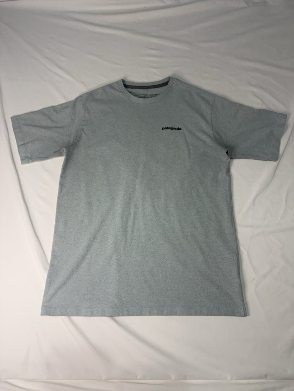 PATAGONIA Men's Small Short Sleeve Crewneck Tee Shirt Light Blue